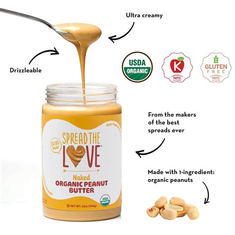 Spread The Love NAKED Crema de cacahuate orgánica natural vegana sin