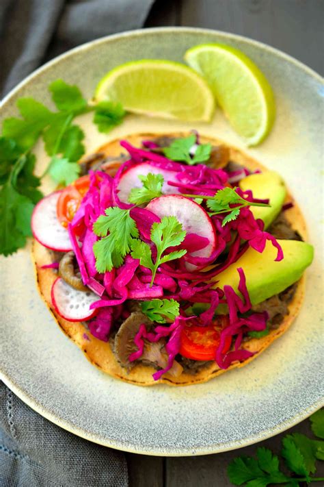 Black Bean And Mushroom Vegan Tostadas Cilantro And Citronella