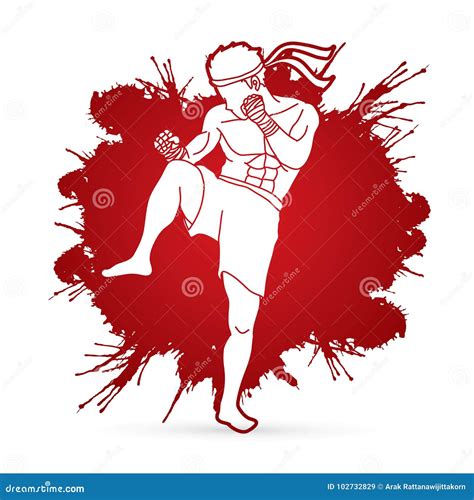 Muay Thai Thai Boxing Standing Ready To Fight Stock Vector