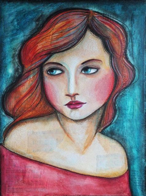 Angela Kennedy Art Pinterest Original OOAK Mixed Media Portrait