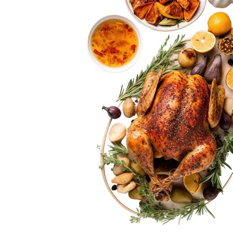 Top View Of Thanksgiving Roasted Chicken With Copy Space Food Flatlay Flat Lay Food Top Png