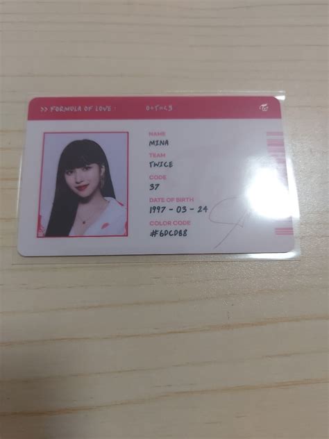 Official Twice Mina Formula Of Love Id Card Hobbies Toys