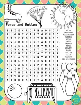 Force And Motion Notebook Word Search Freebie Physical Science Unit