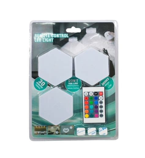 Juego de 3 mini lámparas hexágono luces LED de colores con control