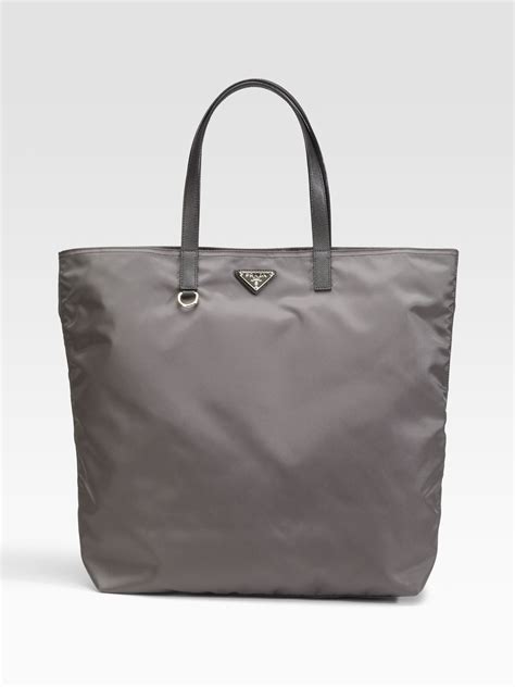 Lyst Prada Vela Nylon Tote Bag In Gray