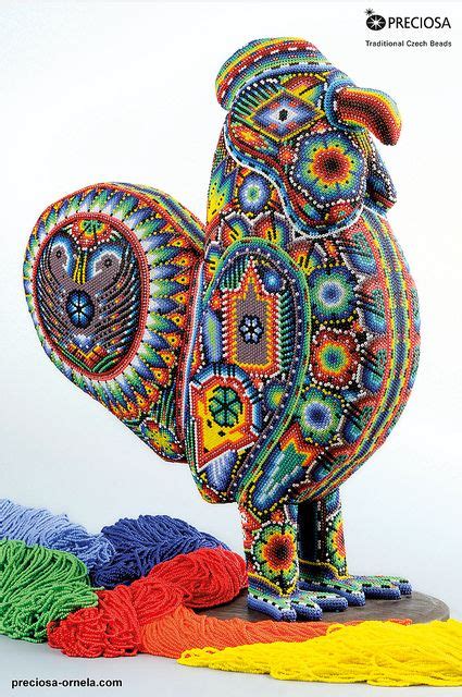 The Huichol Art With PRECIOSA Seed Beads Rooster Huichol Art Seed