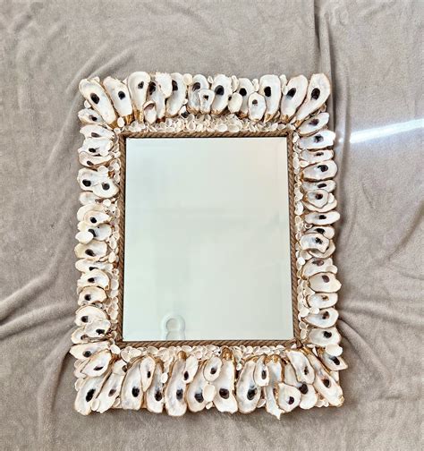 Rectangle Oyster Mirror Etsy Beaded Mirror Cottage Bedroom Decor Beach Cottage Decor