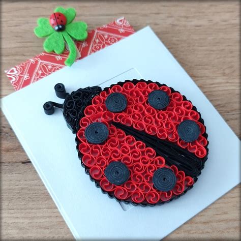 Set Of 3 Quilled Ladybug Mini Quilling Card Ladybug Garland Party Favor