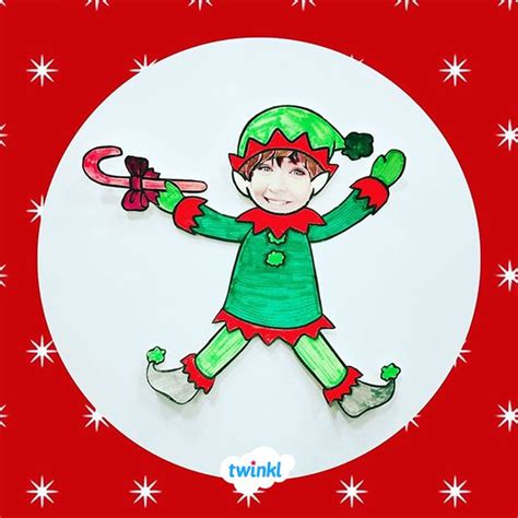 Make Yourself Into An Elf Colour And Cut Out Template Christmas