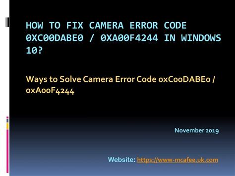 PPT How To Fix Camera Error Code 0xC00DABE0 0xA00F4244 In Windows