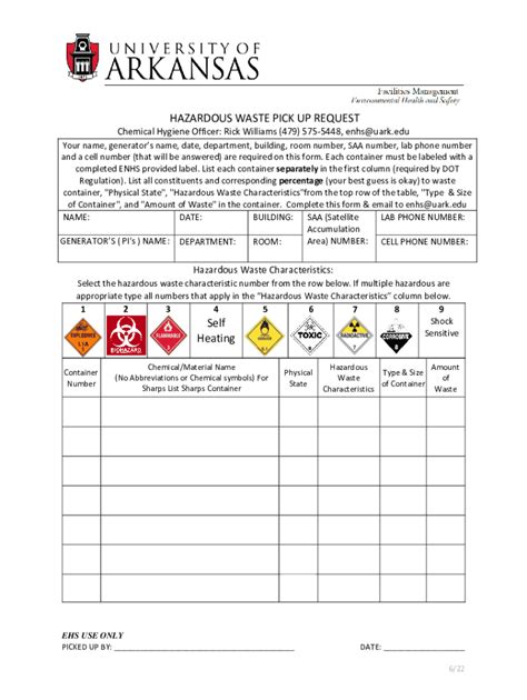 Fillable Online Hazardous Waste Pick Up Request Self Heating Fax Email