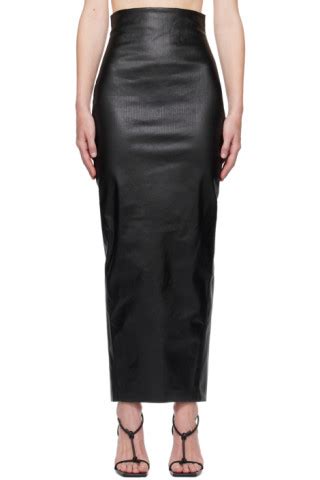 Black Porterville Dirt Pillar Denim Maxi Skirt By Rick Owens On Sale