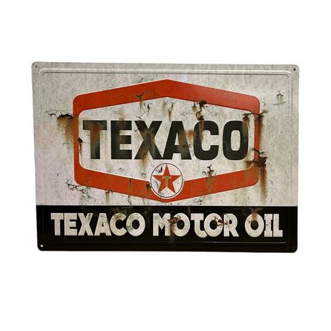 Texaco Motor Oil Rusted Vintage Look - Metal Sign - RIP JAX MERCANTILE