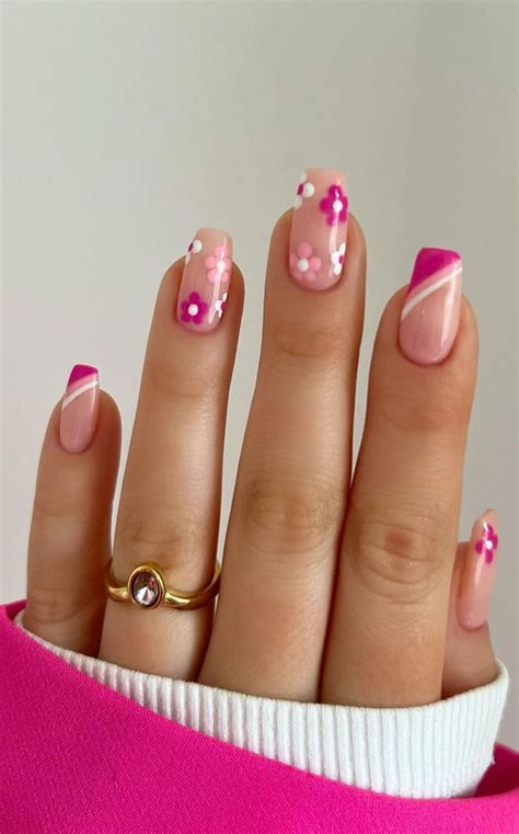 Pink Flower Nail Art