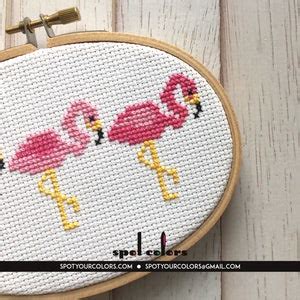 Pink Flamingo Trio Bird Counted Cross Stitch Diy Kit Beginner Etsy