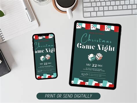 Christmas Holiday Game Night Party Invitation, Christmas Games Party Invite for Adults & Kids ...