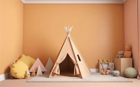 Un Tipi Con Una Base De Madera Se Encuentra En Una Habitación Con Una