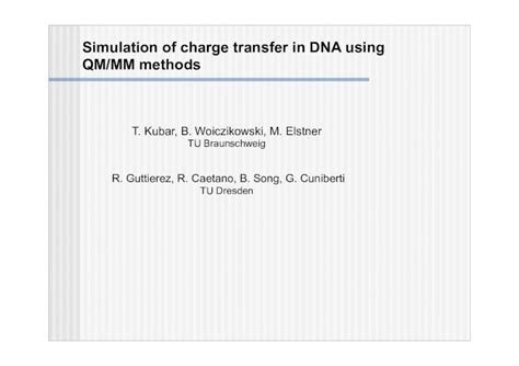 PDF Simulation Of Charge Transfer In DNA Using QM MM Methods