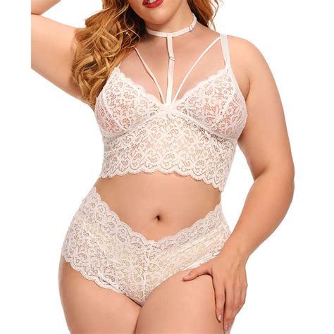 Snowsong Lingerie For Womensexy Lingerie Plus Size Sexy Lingerie V Neck High Waist Floral Lace