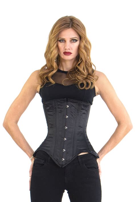 Dana Black Satin Underbust Steel Boned Corset Glamorous Corset