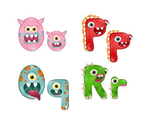 Premium Vector Fourth Set Of Monster Letters On White Background Colourful Alphabet Of