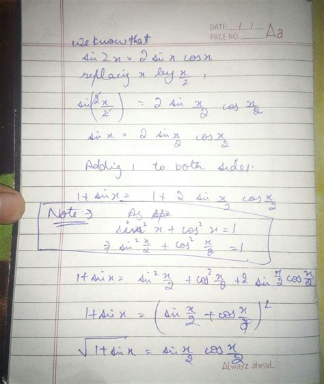 Formula For Root 1 Sinx Brainly In