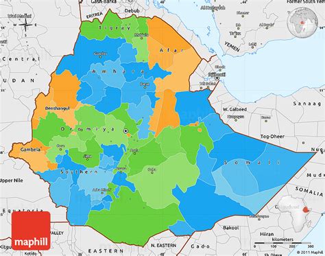 Political Simple Map Of Ethiopia Single Color Outside Borders And Labels