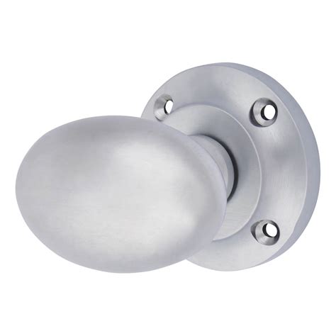 Oval Mortice Knobset 57mm Satin Chrome IronmongeryDirect Same