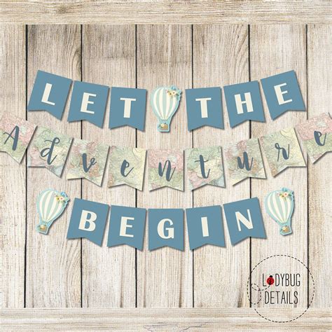 Let The Adventure Begin Banner Travel Printable Banner Graduation