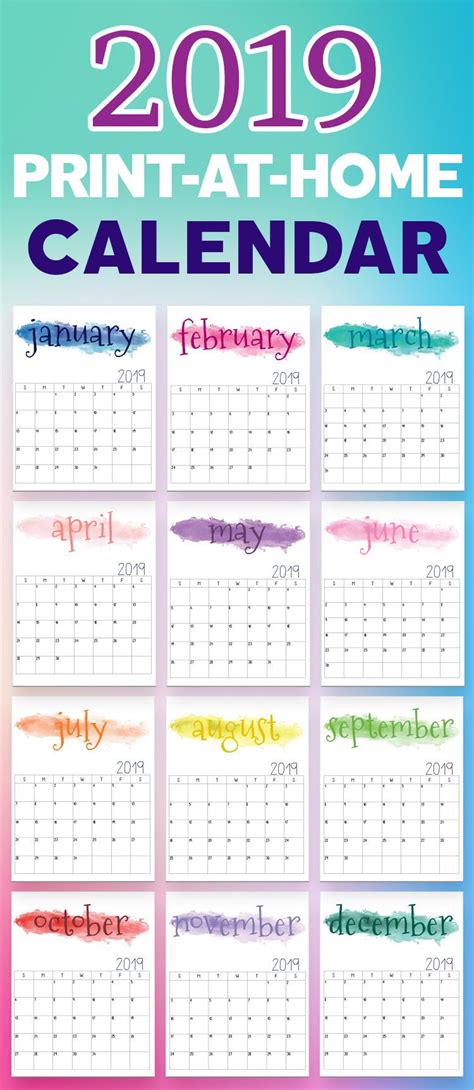 2019 Calendar 2019 Printable Calendars 2019 Printables Printable