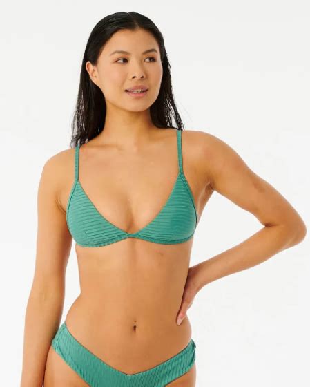 Rip Curl Premium Surf Banded Fixed Triangle Bikini Top Teal Wetsuit