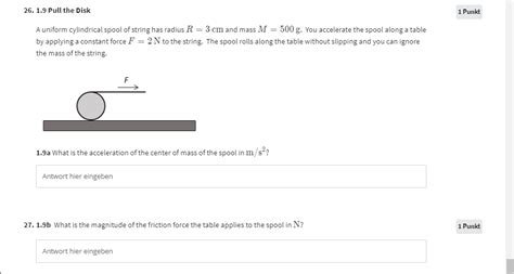 Solved A Uniform Cylindrical Spool Of String Has Radius