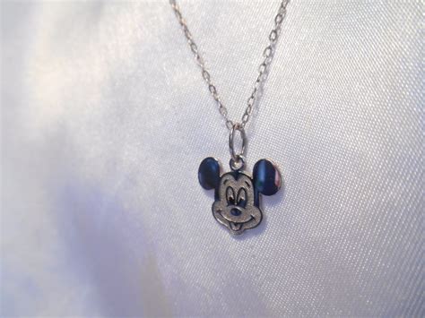 Disney Sterling Silver Mickey Mouse Head Pendant Necklace On