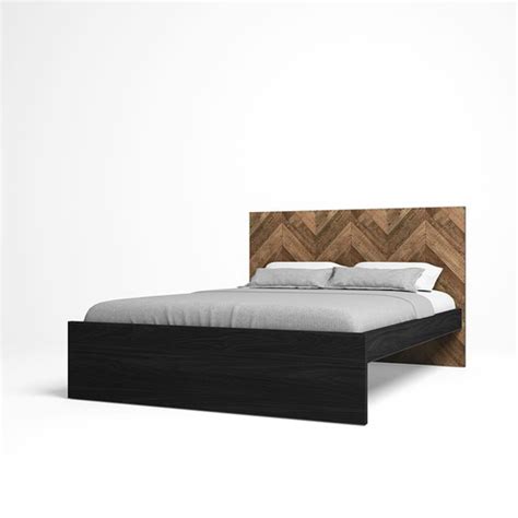 Cama De Madera En Negro Y Natural 195 6 X 150 6 X 100 Cm Gio Qechic