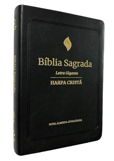 Bíblia Sagrada NAA Letra Gigante Harpa Cristã Capa Luxo Preta