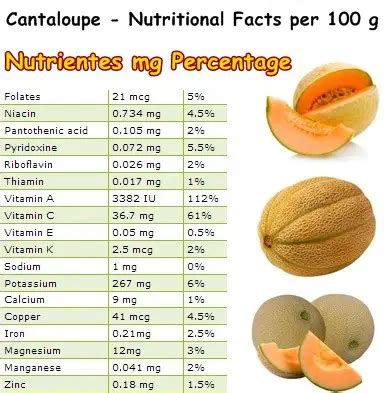 Cantaloupe nutrition table – NatureWord