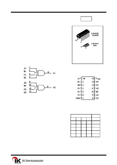IN7440 datasheet(1/4 Pages) IKSEMICON | Dual 4-Input Positive-NAND Buffers