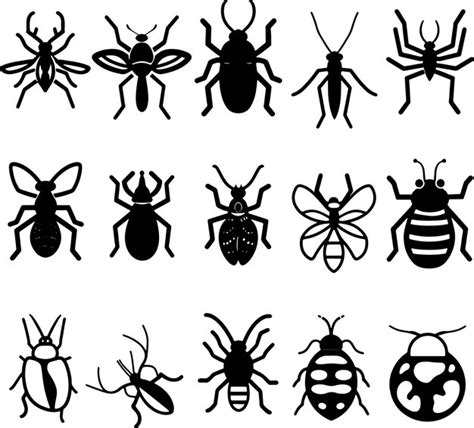 Insects Collection Black And White Silhouette Vector Illustration Premium Ai Generated Vector