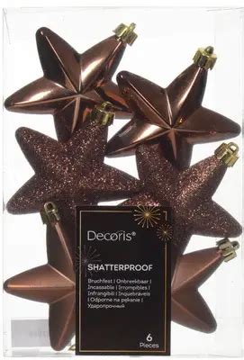 Decoris Kunststof Kerstbal Ster 7 5cm Espresso 6 Stuks Kopen