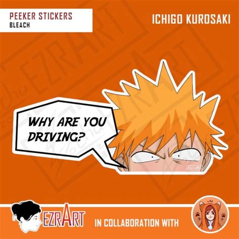 Kurosaki Ichigo Bleach Anime Peeker Sticker The Engrave Slave