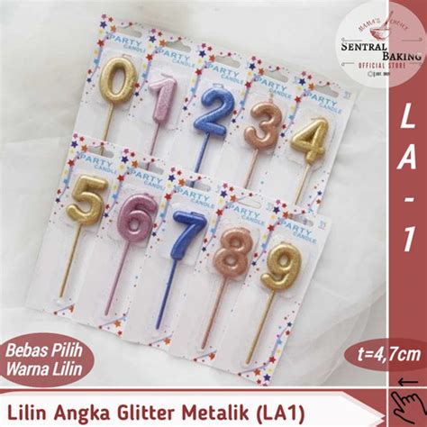 Jual Lilin Angka Glitter Metalik La Candle Birthday Kue Ulang