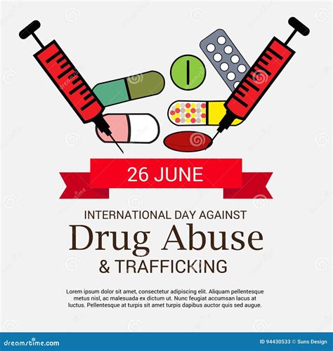 International Day Against Drug Abuse And Trafficking Stock Illustration