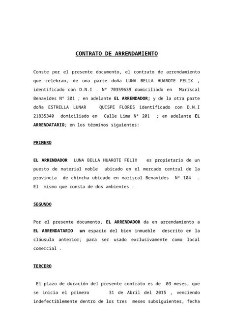 DOC Contrato De Arrendamiento DOKUMEN TIPS