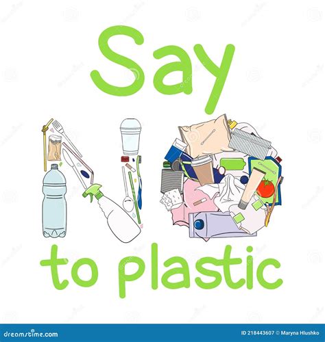 Say No To Plastic Poster Concept Of Prevention Of Plastic Pollution