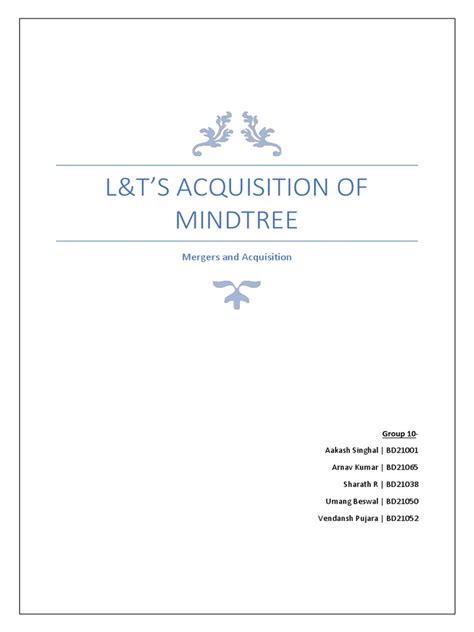 L&T Acquisition of Mindtree | PDF | Takeover | Mergers And Acquisitions