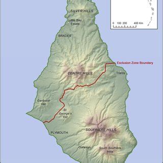 Topographic Map Of Montserrat Showing Significant Geographic Features