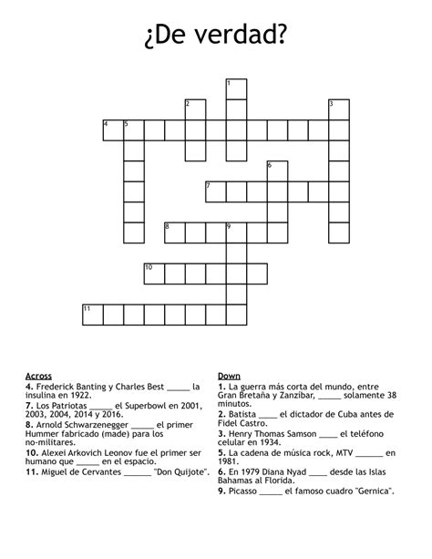 De Verdad Crossword WordMint