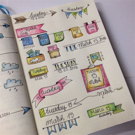 Bujo Daily Header Ideas From The Bullet Journal Junkies Facebook Group