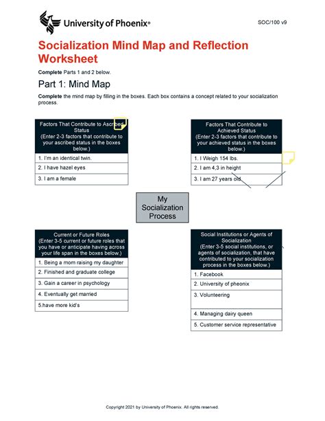 Meganpetersonssoc100 V9 Wk2 Socialization Mind Map And Reflection