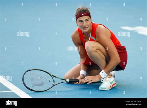 Aryna Sabalenka Of Belarus Reacts During Her First Round Match Against